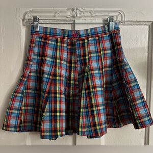 URBAN OUTFITTERS Madras Plaid Mini Skirt Sz Small Pleated Colorful Preppy Y2K